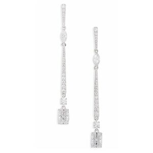 Nadri Rae Silver-toned Cubic Zirconia Linear Dangle Drop Earrings